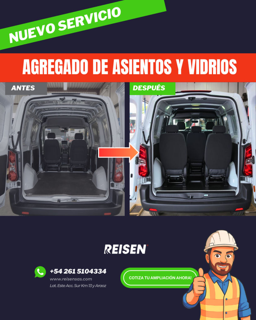 instalación y equipamientos de asientos y vidrios para furgones- Transformación a familiar.