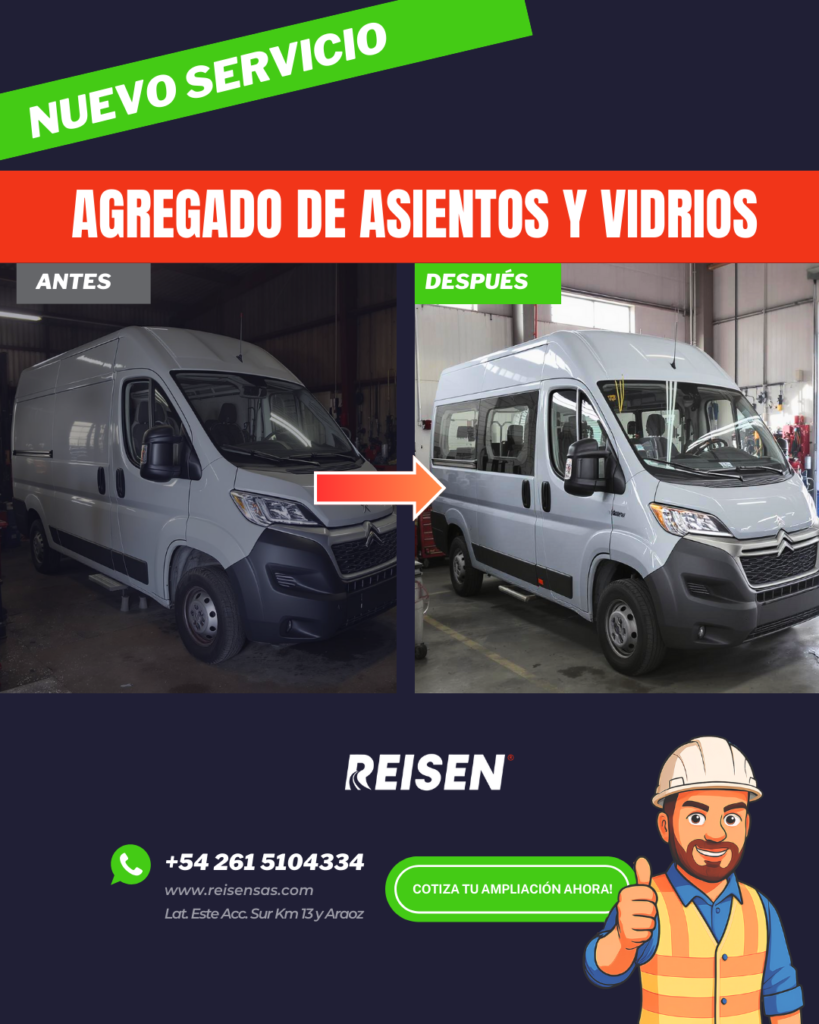 instalación y equipamientos de asientos y vidrios para furgones- Transformación a familiar.